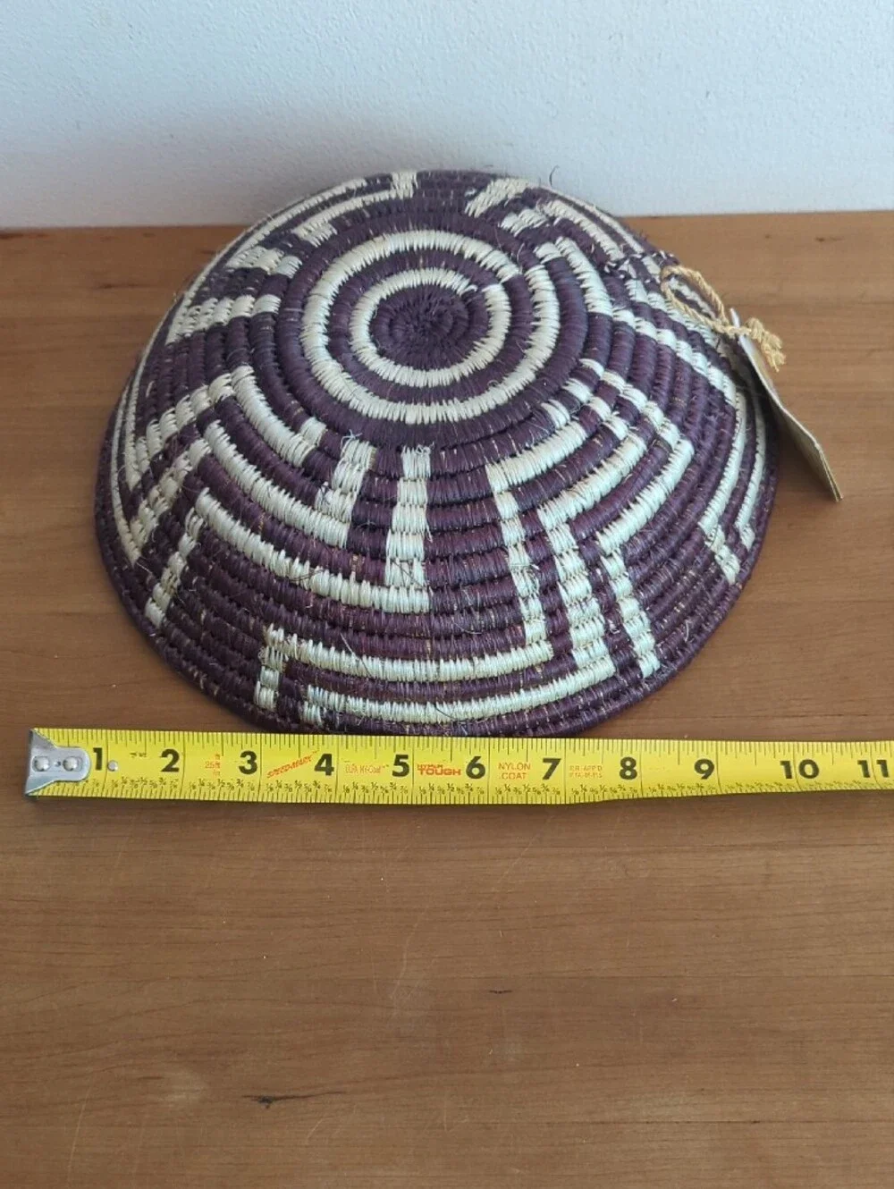 Handwoven Purple and Natural Rattan Decorative Bowl